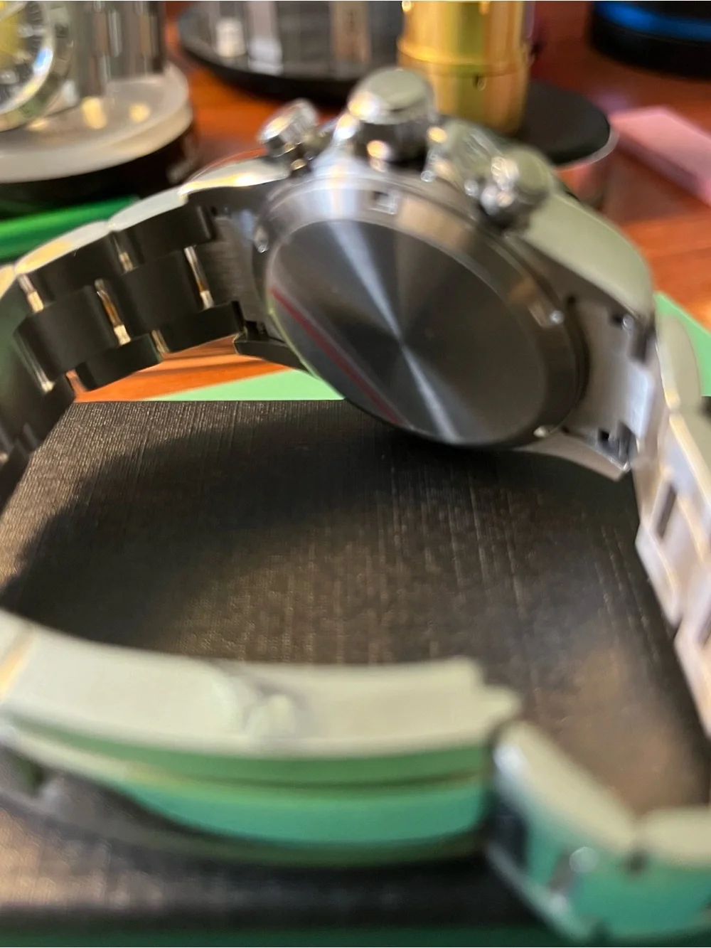 Racing inspired Stainless Steel Chronograph stop watch Watch in White & Aqua